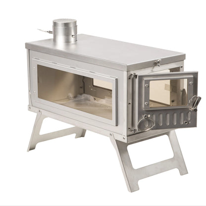 Hot Tent Stove Glass Side Window with Chimney Cap Camping Accessories Equipment