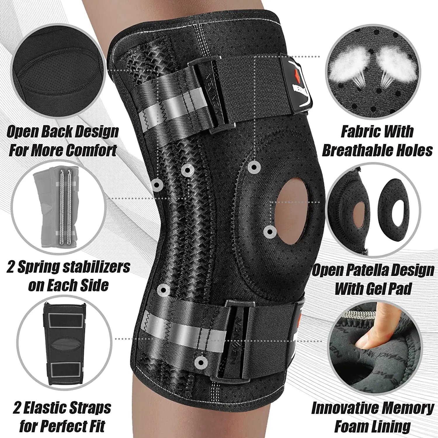 NEENCA Adjustable Knee Brace with Side Stabilizers Support for Men & Women - EXPROTAS