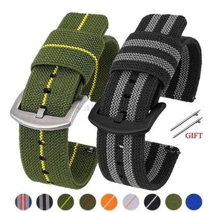 Nylon Watch Strap 18mm 20mm 22mm 24mm Quick Release Woven Sport Band