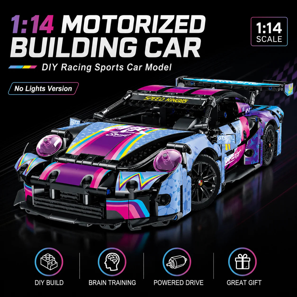 1:14 Building Block Supercar Model Kit DIY Assembly Plastic Educational Toy