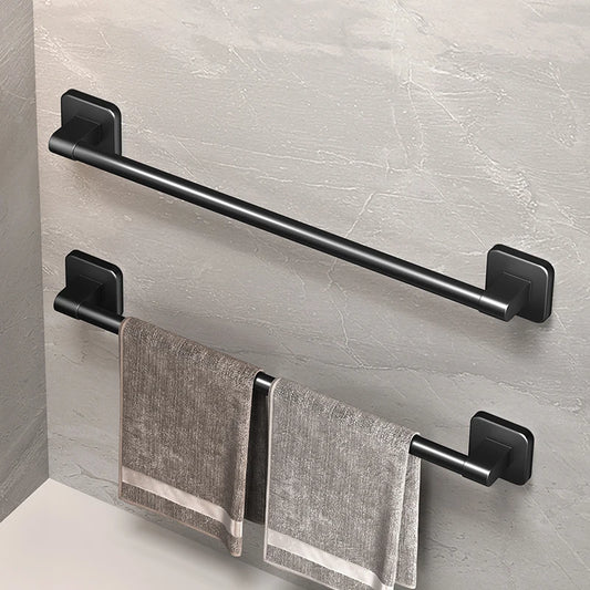 Self-Adhesive Bathroom Towel Rack No-Drill White Black Towel Bar Rail