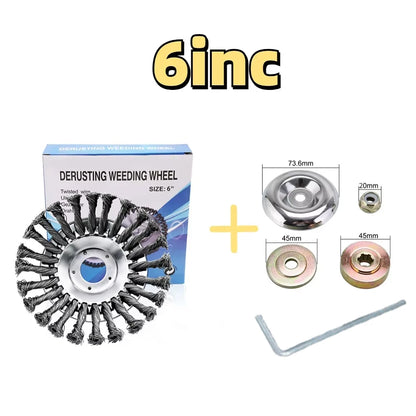 Weed Brush Trimmer Head Steel Wire Wheel Universal Garden Parts 6/8/10 Inch