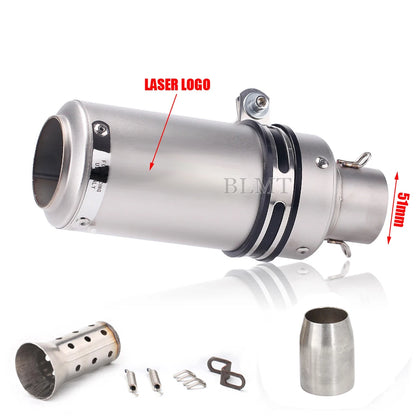 Universal Stainless Steel Slip-On Exhaust Muffler Carbon Look with DB Killer 51-60mm