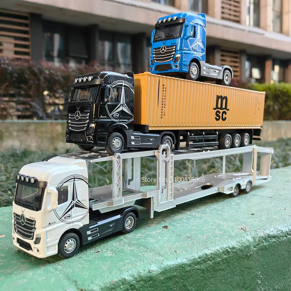 1:50 Diecast Truck Toy Container Model with Sound & Light for Boys