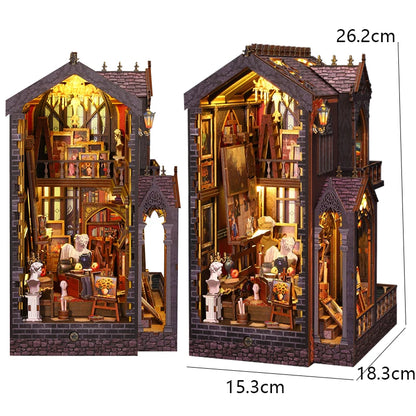 DIY Wooden Book Nook Mini Dollhouse 3D Puzzle Kit Bookshelf Insert Decor Gift - EXPROTAS