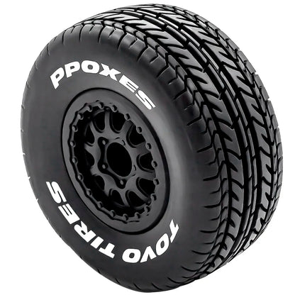 112mm RC Short Course Tires | 1/10 Truck Tyre Set Hex Fit Slash HPI Vkar 10SC