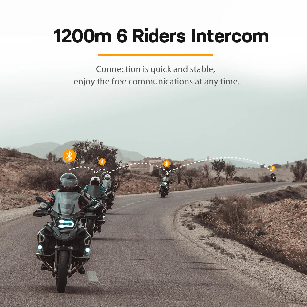 Freedconn FG Motorcycle Helmet Bluetooth Intercom 12 Riders BT5.1 Waterproof