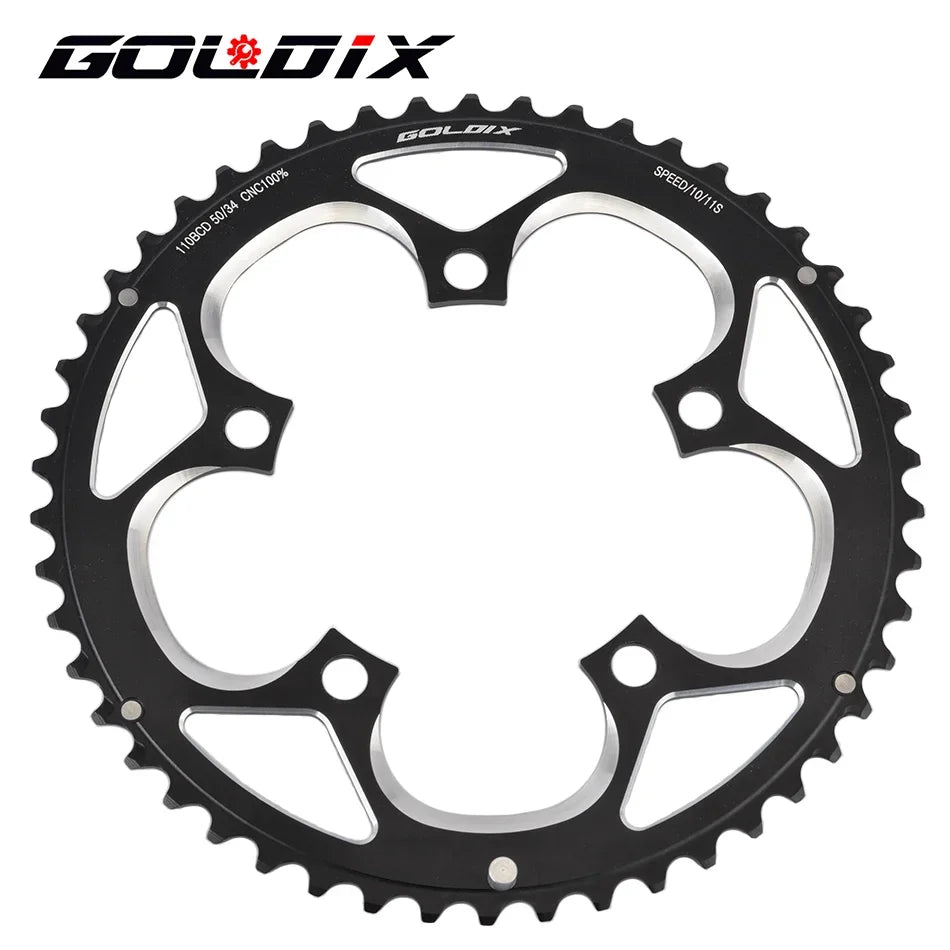 GOLDIX 110BCD Double Chainring 50-34T for Road Bike Crankset, 9/10/11 Speed Folding Bike