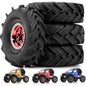 4Pcs Beadlock Wheels 1.0" Rims Mud Tyres for RC Axial SCX24 TRX4M