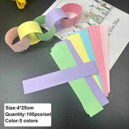 Rainbow Paper Chain Garland Stars Party Decor for Kids Birthday Celebration
