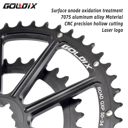 GOLDIX 3-Bolt Double Chainring Hollow Alloy for SRAM 22 Speed Road Crankset