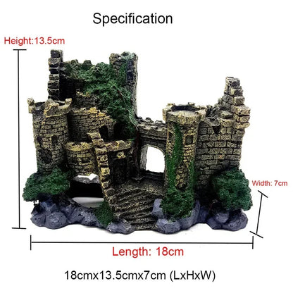 Fish Tank Castle Ornament Ancient Resin Decoration for Aquarium Landscaping
