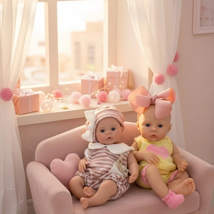 25cm Meadow Silicone Reborn Girl Doll Open Mouth Washable Painted 2 Outfits