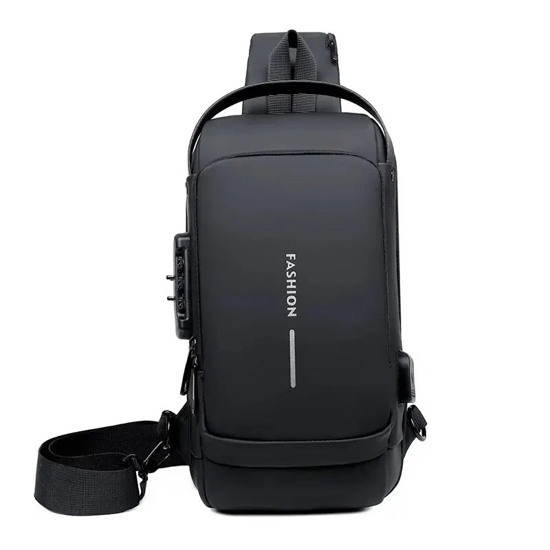 Men Crossbody Bag Anti-theft Leather Shoulder Sling Travel Chest Bag