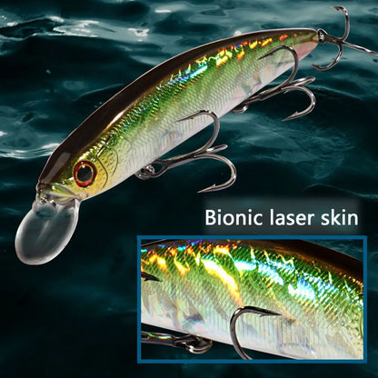 Treble Hook Minnow Lure 14cm 24g Fishing Wobbler for Pike Bass