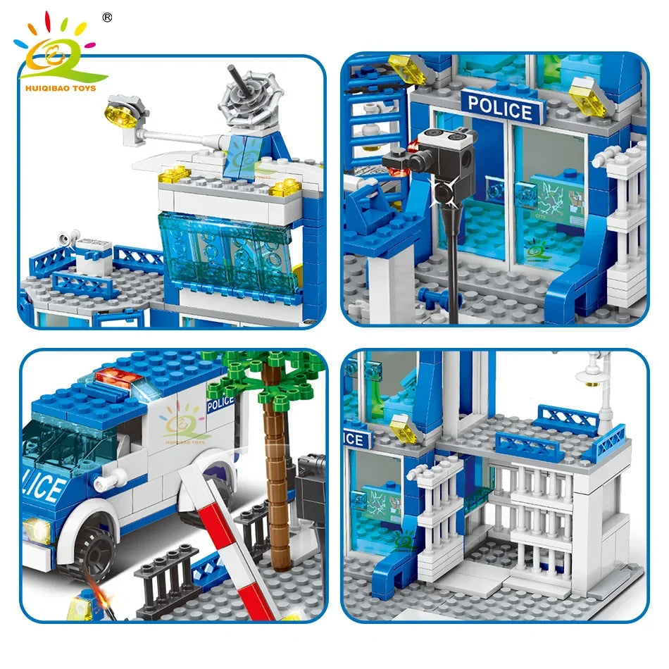 HUIQIBAO 753PCS City Police Station Building Blocks Set Boys DIY Car Figures Bricks Educational Toys For Children Adult Gift-EXPROTAS