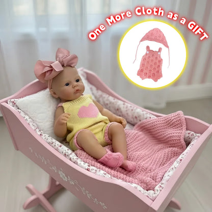 25cm Meadow Silicone Reborn Girl Doll Open Mouth Washable Painted 2 Outfits