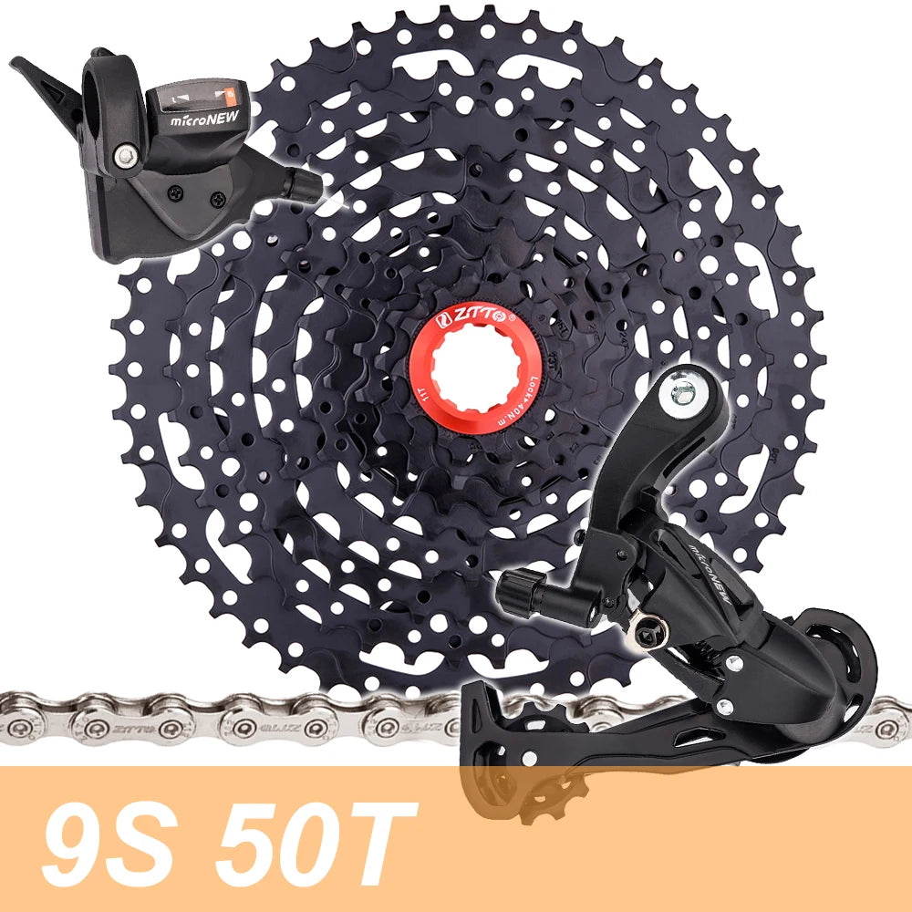 Mountain Bike Chain 9 Speed Bicycle Groupset Shifter Derailleur HG Hub