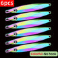 6pcs Long Casting Metal Jig, Sea Fishing Lure, Electroplated Hard Bait, Fishing Accessories Jigging Lure For Saltwater 10g-80g
