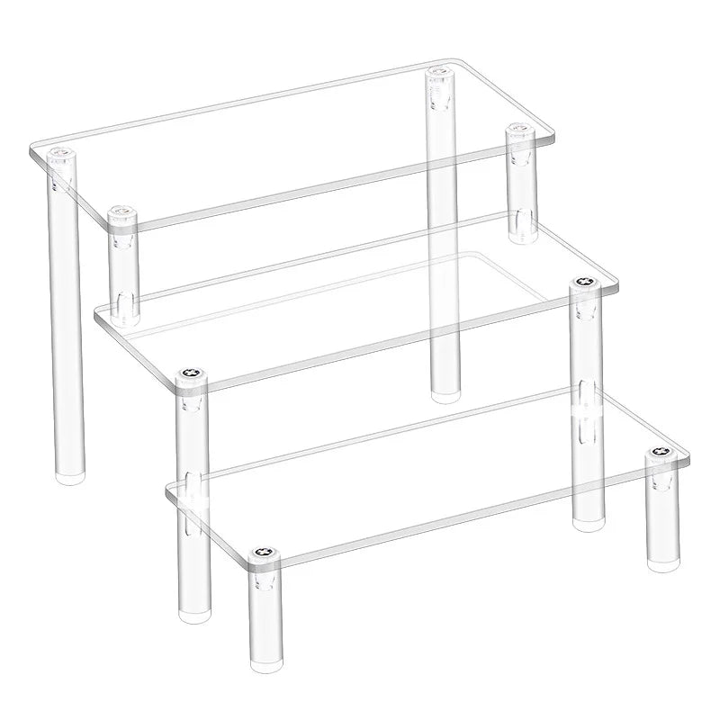 Acrylic Display Stand 1-4 Tier Transparent Shelf for Cupcake Perfume Doll