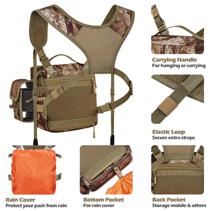 Pack Bino Straps Harness for Hunting Chest Pack with Detachable Pouch