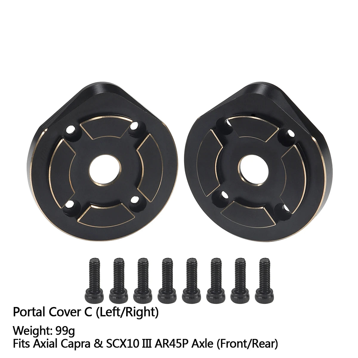 Black Brass Steering Knuckle Portal Cover Weights for Axial Capra SCX10 III
