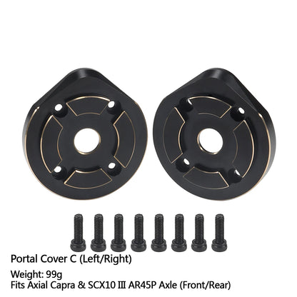 Black Brass Steering Knuckle Portal Cover Weights for Axial Capra SCX10 III