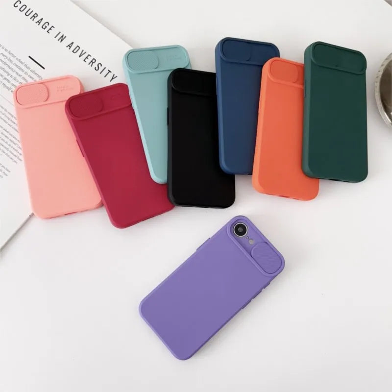 iPhone 11-16E Pro Max Plus Mini TPU Case Slide Camera Cover Shockproof Soft