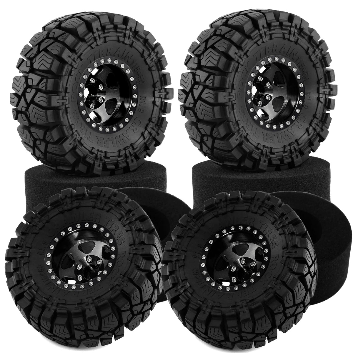 1.9 Inch Wheels and Mud Tires for SCX10 TRX6 Gen7 Gen8 RC Crawler