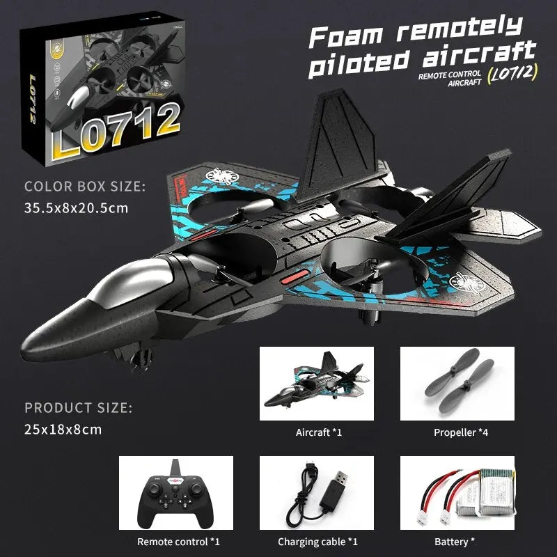 L0712 RC Plane 2.4G Remote Control Aircraft Gravity Sensing Helicopter Glider with Light EPP Foam Fighters for Boys Children-EXPROTAS