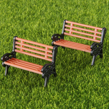 5PCS Mini Garden Ornament 1:30 Scale Park Bench Model Decor