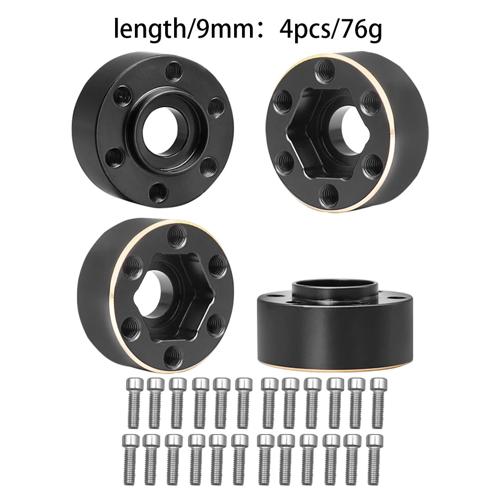 12mm Brass Wheel Weights | Hex Hub Adapter for 1/10 RC SCX10 TRX4 1.9" Rims