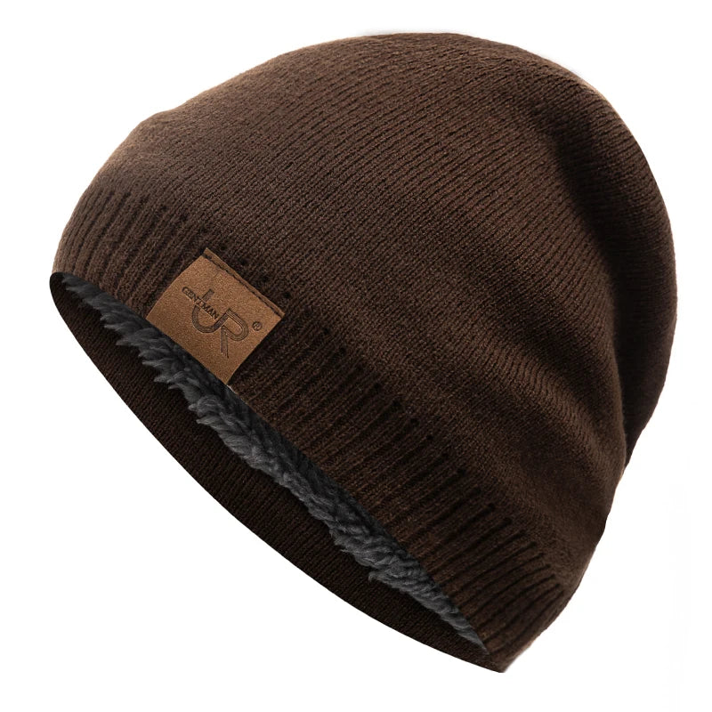 Unisex Urgentman Winter Beanie Cap Outdoor Warm Knitted Fur Lined Hat