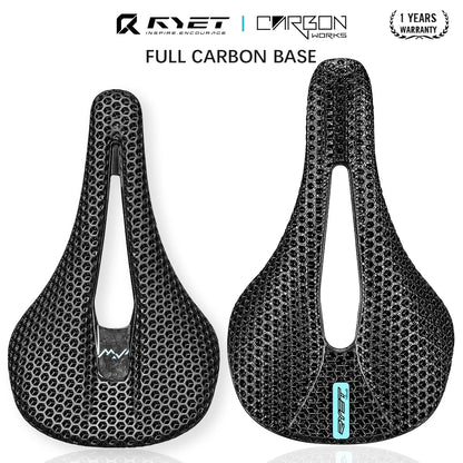 RYET 3D Printed Carbon Saddle 140/143mm Super Light Road MTB Bike Seat EVA