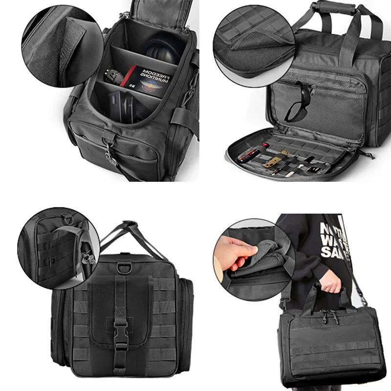 Gun Range Storage Bag Molle System Outdoor Hunting Accessory Nylon Gun Tactical Case Bags Pistol Tool Shoulder Pack Sniper Black-EXPROTAS