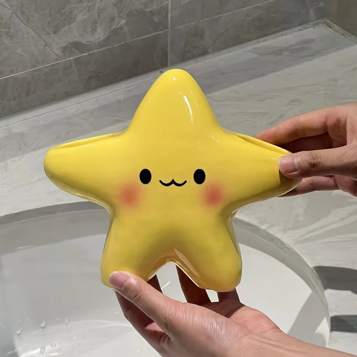 Cute Star-shaped Toothbrush Holder Freestanding Bathroom Organizer Storage