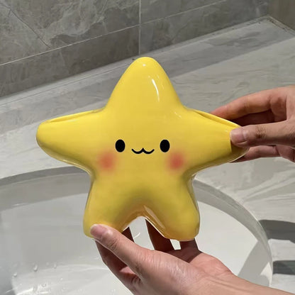 Cute Star-shaped Toothbrush Holder Freestanding Bathroom Organizer Storage