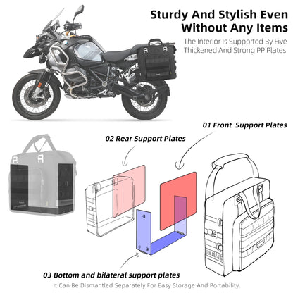 Rhinowalk Motorcycle Side Pannier Bag 25-32L Waterproof Expandable Quick Release