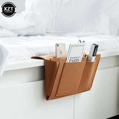 1pc Felt Bedside Storage Organizer Pocket Holder for Phone Book Tissue Sofa