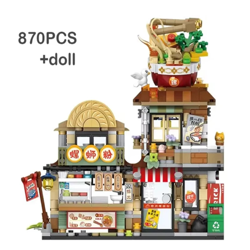 Mini Foldable City Street View Building Blocks Lemon Tea Shop Model Toy Gift