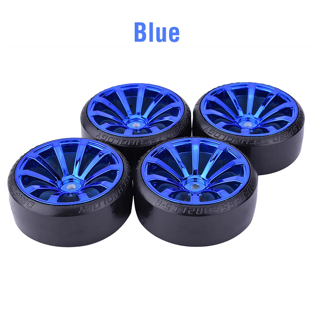 4pcs 1/10 RC Drift Tires Wheels Set Hard Tread 12mm Hex for HPI HSP - EXPROTAS