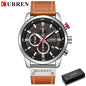 Curren Mens Watch Waterproof Quartz Chronograph Leather Strap 8291