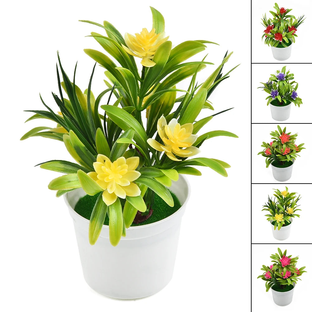 Artificial Flowers Plant Pot Fake Decor for Home Office Garden Balcony