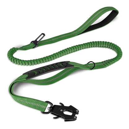 Heavy Duty Reflective Bungee Dog Leash with Car Seatbelt for Large Dogs