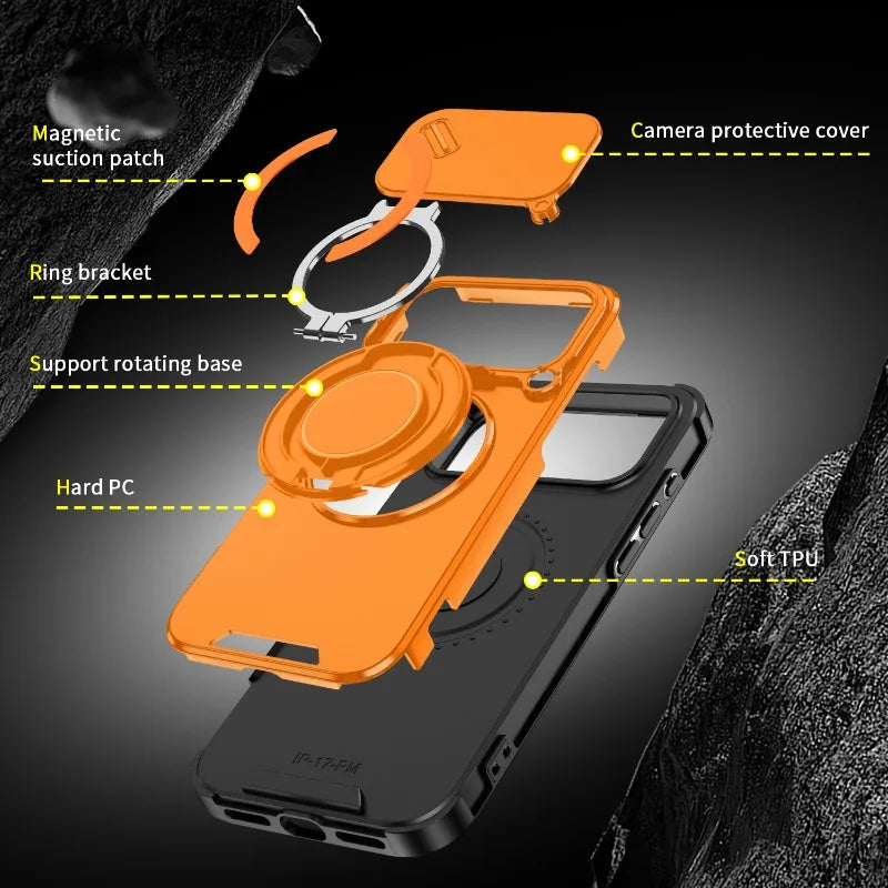 Heavy Duty MagSafe Armour Case for iPhone 14-17 Air Pro Max Camera Cover