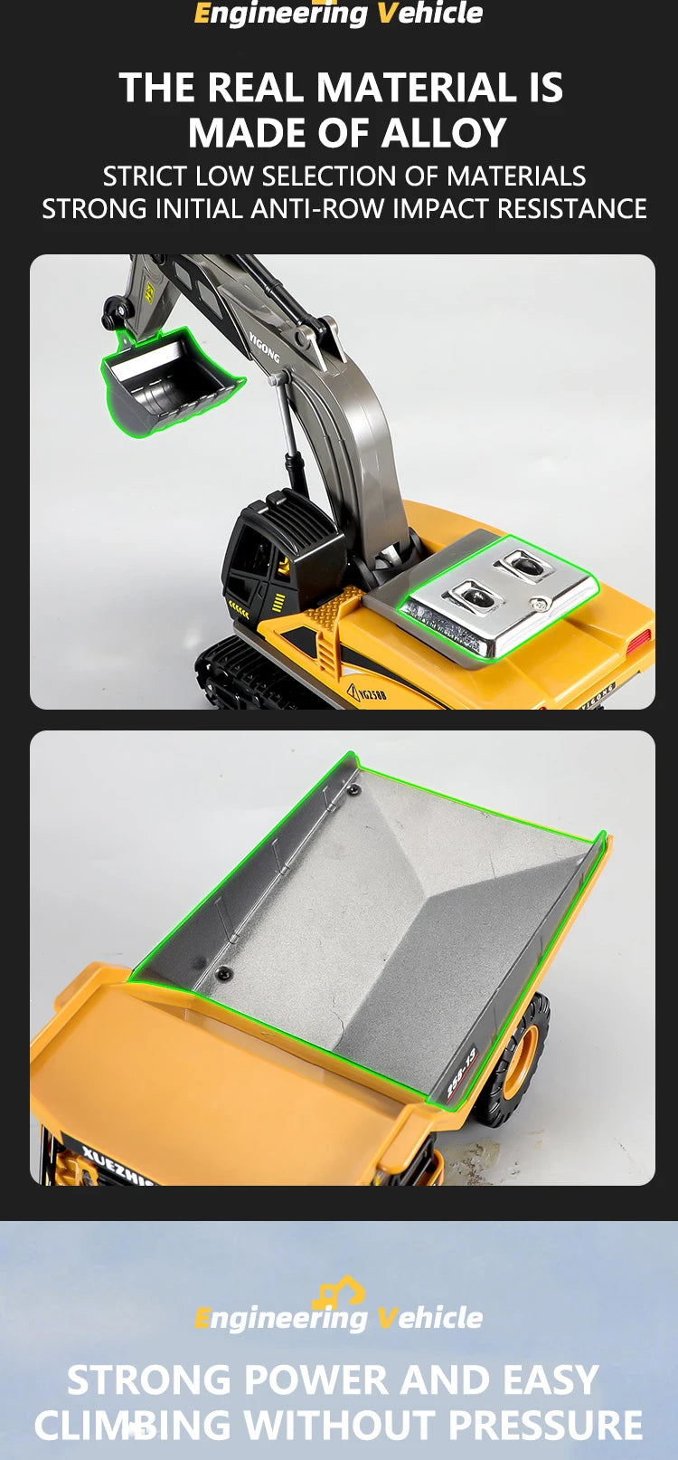 RC Excavator Dumper Car 2.4G Remote Control Engineering Vehicle Crawler Truck Bulldozer Toys for Boys Kids Christmas Gifts-EXPROTAS