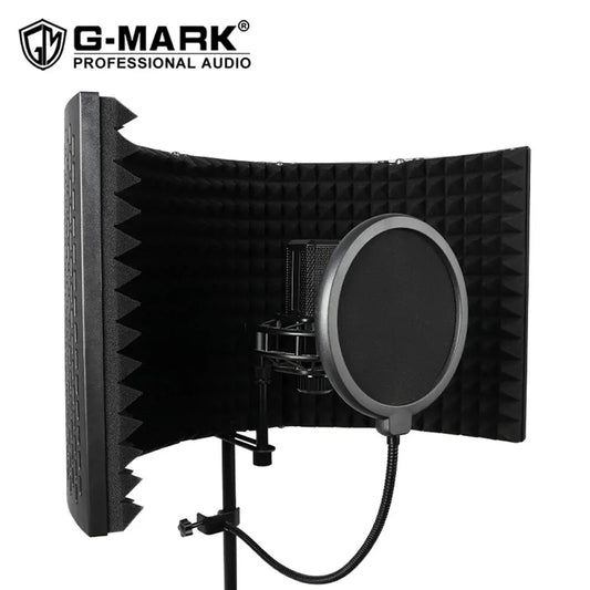 G-MARK 5 Panel Reflection Filters Professional Studio Recording Microphone Isolation Shield Suitable For Any Condenser Mic-EXPROTAS