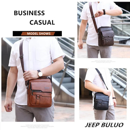 JEEP BULUO Men’s Leather Crossbody Shoulder Bag Business Messenger
