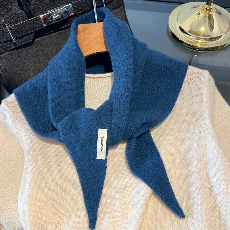 Korean Triangle Scarf Women Wool Knitted Triangular Headscarf Warm Shawl