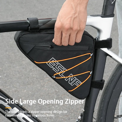 ESLNF Waterproof Bike Triangle Bag with Side Net Reflective Rope for Road MTB